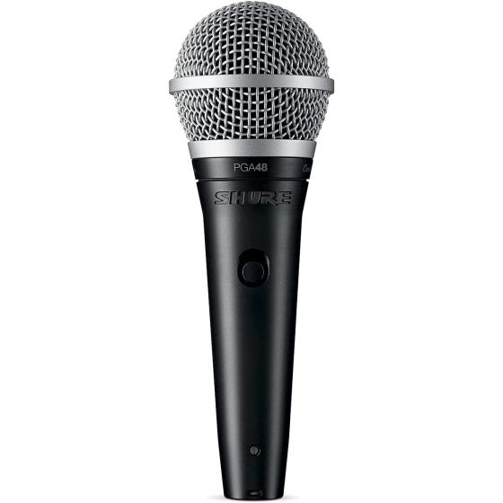 Shure PGA48 Dynamic Microphone - Handheld Mic for Vocals with Cardioid Pick-up Pattern， Discrete On/Off Switch， 3-pin XLR Connector， 15' XLR-to-XLR Cable， Stand Adapter and Zipper Pouch (PGA48-XLR)
