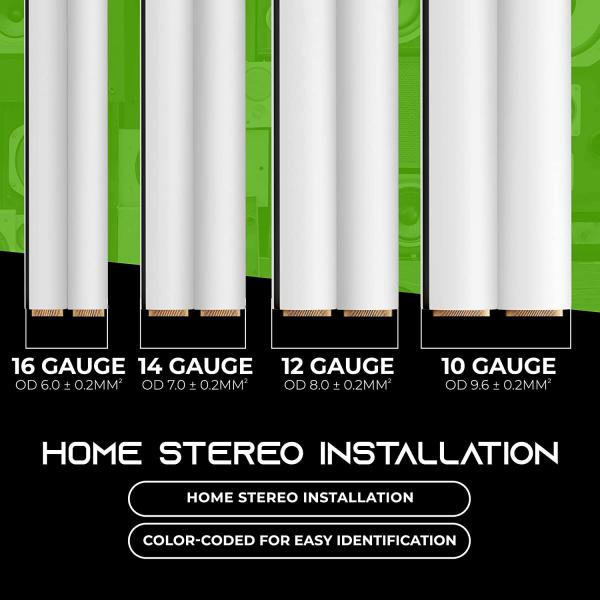 12AWG Speaker Wire， GearIT Pro Series 12 AWG Gauge Speaker Wire Cable (100 Feet / 30.48 Meters) Great Use for Home Theater Speakers and Car Speakers White