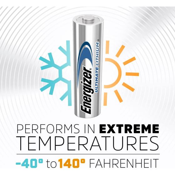 Energizer AA Batteries， Ultimate Lithium Double A Battery， 4 Count