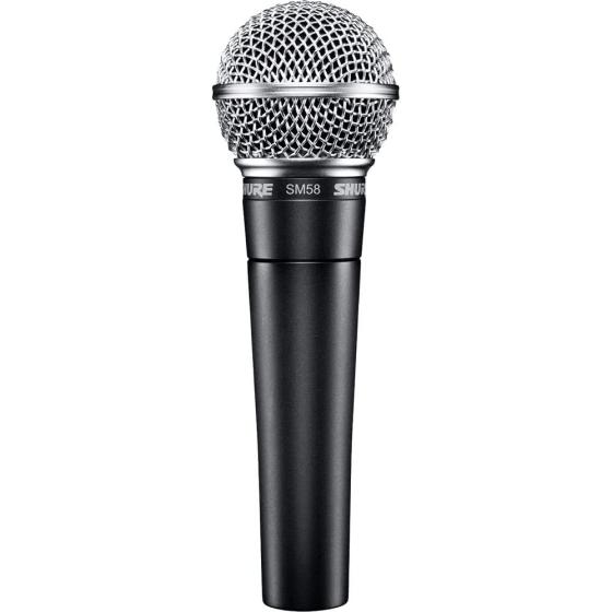 Shure SM58 Cardioid Dynamic Vocal Microphone with Pneumatic Shock Mount， Spherical Mesh Grille with Built-in Pop Filter， A25D Mic Clip， Storage Bag， 3-pin XLR Connector， No Cable Included (SM58-LC)