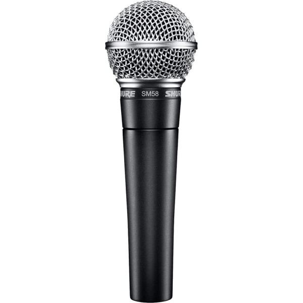 Shure SM58 Cardioid Dynamic Vocal Microphone with Pneumatic Shock Mount， Spherical Mesh Grille with Built-in Pop Filter， A25D Mic Clip， Storage Bag， 3-pin XLR Connector， No Cable Included (SM58-LC)