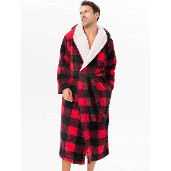 DAVID ARCHY Men's Soft Fleece Plush Robe Full Length Long Bathrobe