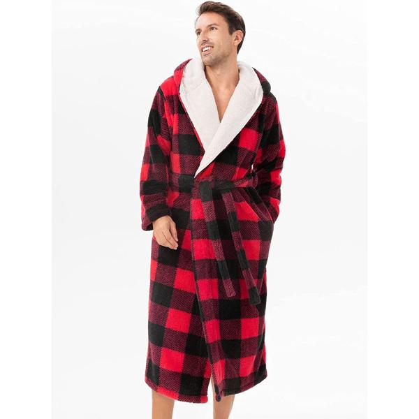 DAVID ARCHY Men's Soft Fleece Plush Robe Full Length Long Bathrobe