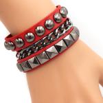TURTLEDOVE Punk Leather Cuff Bracelet - Goth Rock Leather Wristband with Chain for Party