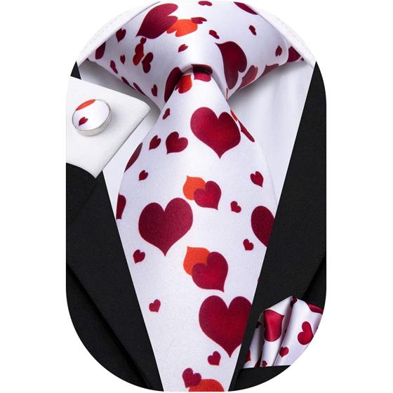 Hi-Tie Mens Plaid Ties Classic Necktie with Handkerchief Cufflinks Set