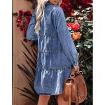 luvamia Denim Dress for Women Babydoll Flowy Cute Jean Shirt Dresses Long Sleeves