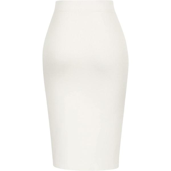 Kate Kasin Women Knit Pencil Skirt Knee Length High Waisted Slit Bodycon Sweater Skirts with Buttons