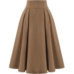 Belle Poque Women Plaid Skirt Vintage High Waist Pleated Skirt with Pockets BPA020
