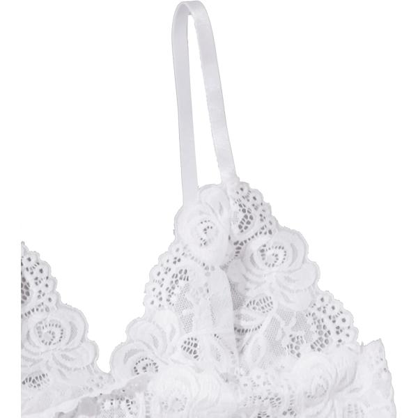SOLY HUX Women's Satin Pajama Set 4pcs Floral Lace Trim Cami Lingerie Sleepwear with Robe