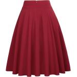 Belle Poque Women's High Waist A-Line Pockets Skirt Skater Flared Midi Skirt