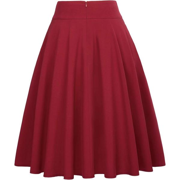 Belle Poque Women's High Waist A-Line Pockets Skirt Skater Flared Midi Skirt
