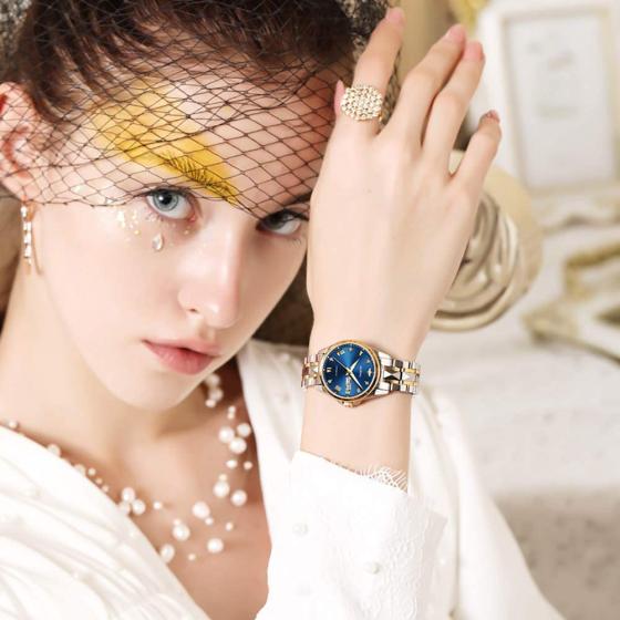 OUPINKE Swiss Brand Women Watch Automaitc Slef Winding Mechanical Fashion Bracelet Set Sapphire Crystal Dress Waterproof Ladies Wrist Watch