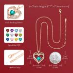 CDE Birthstone Necklaces for Women Girls， 925 Sterling Silver Forever Love Heart Pendant Necklace with Cubic Zirconia， Christmas Birthday Anniversary Valentine's Day Jewelry Gift for Wife Mother Girlfriend Daughter Her