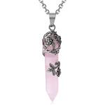 Crystal Necklaces for Men Women， Crystal Pendant Necklace with Adjustable Slivery Rope， Pointed Healing Crystal Necklace for Spiritual