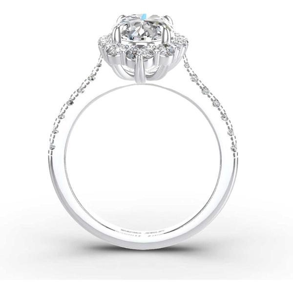 MAKA PAKA JEWELRY 3.83ct Engagement Rings for Women GRA Certified， Sterling Silver Halo Rings with 18K White Gold Plated Oval Crushed Ice Cut DF VVS Moissanite Marquise Wedding Rings