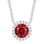 Gloffery 925 Sterling Silver Birthstone Round Solitaire Pendant Dainty Halo Necklaces for Women， Anniversary Valentine's Day Birthday Mother's Jewelry Gifts for Girls Women Wife Mom Girlfriend