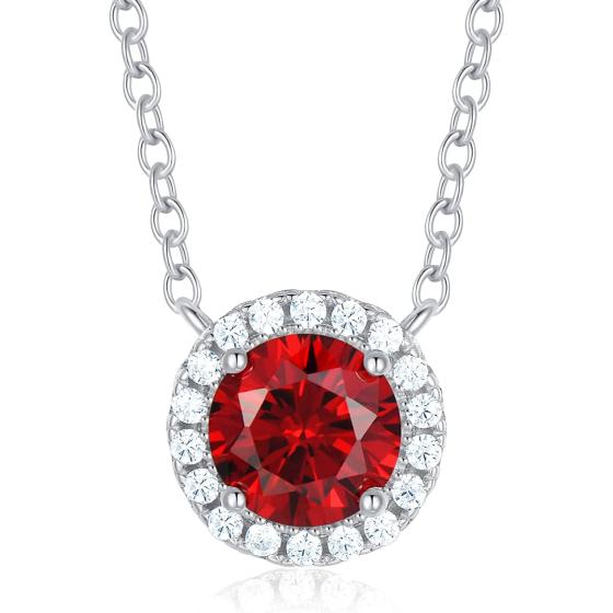 Gloffery 925 Sterling Silver Birthstone Round Solitaire Pendant Dainty Halo Necklaces for Women， Anniversary Valentine's Day Birthday Mother's Jewelry Gifts for Girls Women Wife Mom Girlfriend