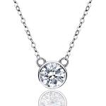 1 CT Silver Moissanite Necklace for Women， TOUCH HEART S925 Silver jewellery Necklace for Women， 18K White Gold Plated Gift for Mum Women Wife Girlfriend Birthday Mothers Day Christmas Valentines， 18 Inch