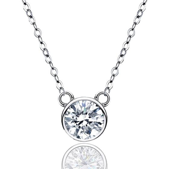 1 CT Silver Moissanite Necklace for Women， TOUCH HEART S925 Silver jewellery Necklace for Women， 18K White Gold Plated Gift for Mum Women Wife Girlfriend Birthday Mothers Day Christmas Valentines， 18 Inch