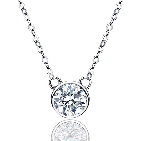 1 CT Silver Moissanite Necklace for Women， TOUCH HEART S925 Silver jewellery Necklace for Women， 18K White Gold Plated Gift for Mum Women Wife Girlfriend Birthday Mothers Day Christmas Valentines， 18 Inch