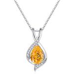 Birthstone Necklace for Women Mom， 18K White Gold Plated Solid S925 Sterling Silver Pear Cut Sparkle Birthstone Pendant Necklace Natural or Created Gemstone Necklace Birthstone Charms for Women Mom