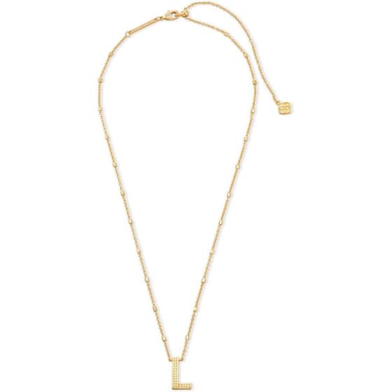 Kendra Scott Letters A-Z Pendant Necklace for Women， Fashion Jewelry， 14k Gold-Plated Brass