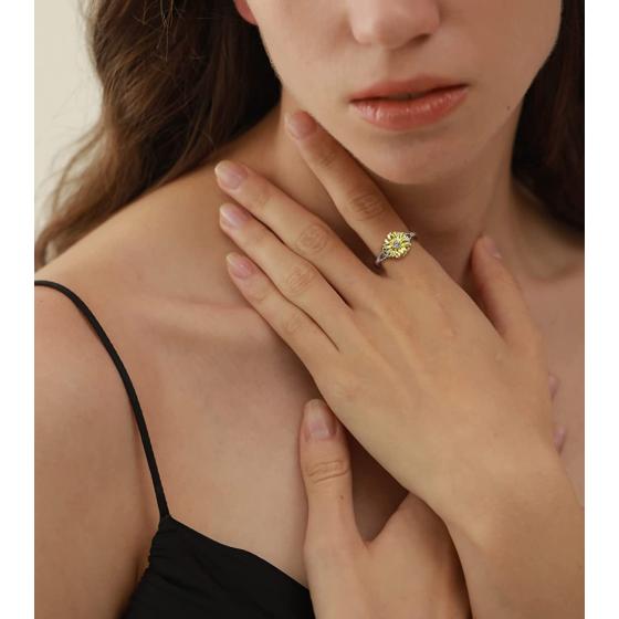 YL Sunflower Rings 925 Sterling Silver Infinity Rings Cubic Zirconia Flower Jewelry for Women