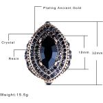 CKHAO Women Ring - 32mm Big Size Antique Gold Plated Turkish Style Black Gemstone Vintage Ring Women Jewelry J0769BLK