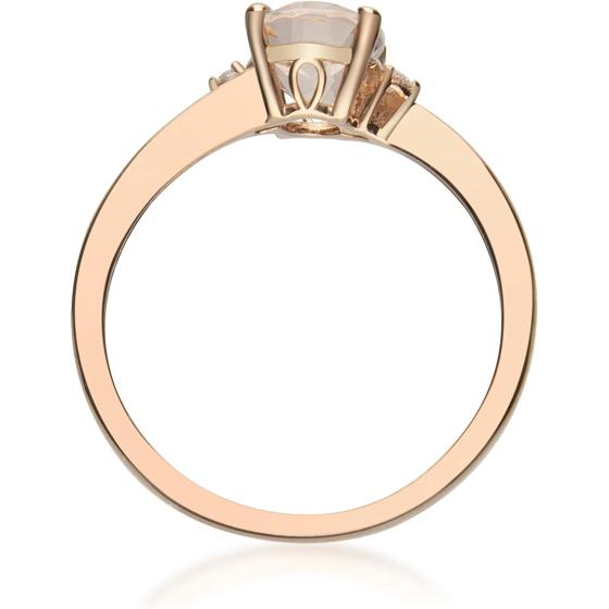 Gin and Grace 14K Rose Gold Genuine Morganite Ring with Diamonds for women | Ethically, authentically & organically sourced (Oval-cut) shaped Morganite hand-crafted jewelry for her | Morganite Ring for women