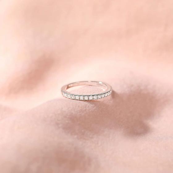 EAMTI 2mm 14K Gold Plated Wedding Band Cubic Zirconia Half Eternity Stackable Engagement Ring Size 3-13