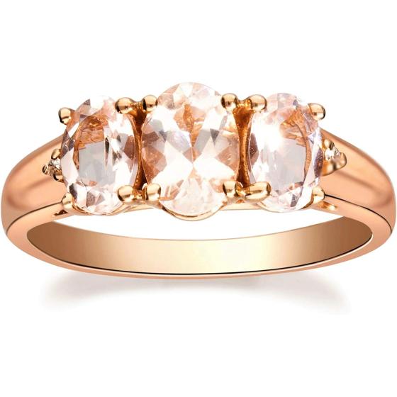 Gin & Grace 10K Rose Gold Pink Genuine Morganite Ring with Diamonds for women | Ethically, authentically & organically sourced (Oval-cut) shaped Morganite hand-crafted jewelry for her | Morganite Ring for women