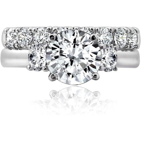 Argos Collection Sterling Silver Platinum Plated Infinite Elements Cubic Zirconia Three Stone Ring