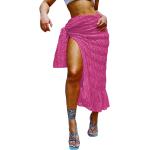 Avanova Women's Tie Side Ruffle Trim Sarong Coverup Beach Ruched Split Thigh Midi Skirt