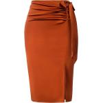 Kate Kasin Women's Satin Silk Bodycon Split Skirt High Waist Bow Tie Knee Length Pencil Midi Skirts Wear to Work