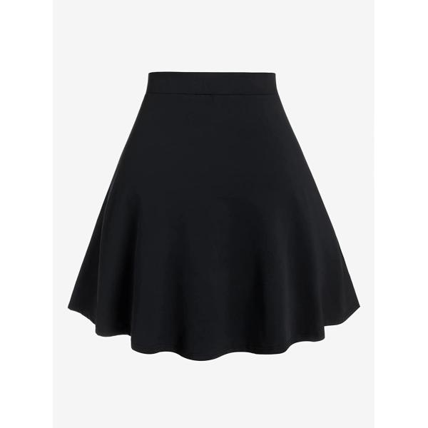 ROSE GAL Women's Plus Size Plain Mini Skirt Casual Plain Chain Detail High Waisted Short A-Line Gothic Skirt