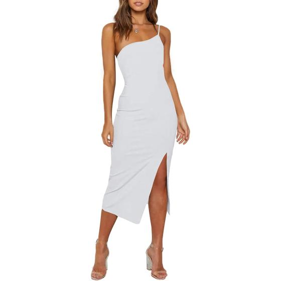 Ofenbuy Women's One Shoulder Bodycon Dress Spaghetti Strap Split Party Cocktail Dress