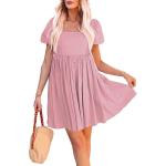 luvamia Summer Dresses for Women Square Neck Off The Shoulder Puff Sleeve A-line Short Flowy Babydoll Dress