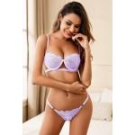 ADSEXY Women Two Piece Sexy Lace Bra and Panty Set Mesh Sheer Floral Lace Eyelash Lingerie Set Underwired Demi Bra Set