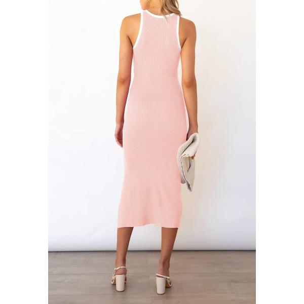 Cutiefox Women's Sleeveless Cut Out Side Slit Ribbed Knit Bodycon Tank Midi Dress