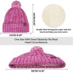 Womens Winter Warm Beanie Hat Touchscreen Gloves Long Scarf Set Ribbed Cable Knit with Fleece Lined Skull Pom Caps