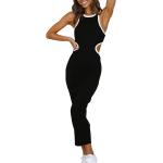 NauLon Womens Sexy Cut Out Waist Open Back Bodycon Dress Ankle Length Ribbed Party Club Midi Dresses