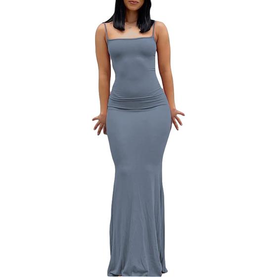 Women Spaghetti Strap Casual Maxi Dresses Sleeveless Cami Dress Party Club Bodycon Dress