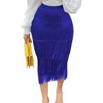 AOMEI Women's High Waist Fringe Tiered Bodycon Pencil Midi Skirt