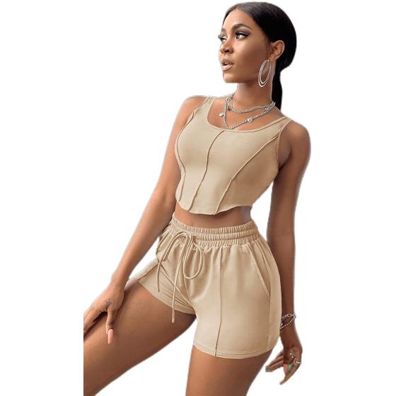 SOLY HUX Women's Crop Tank Top and Drawstring Waist Track Shorts Set 2 Piece Outfits