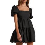 OWNGIGI Womens Square Neck Lantern Sleeve Dress High Waisted Tie Back Casual A-Line Mini Dress