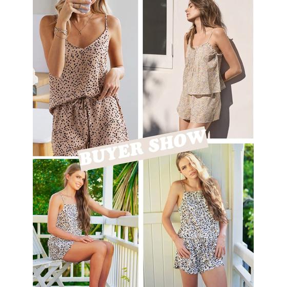 Ekouaer Womens Camisole Set 2 Piece Pajama Set Lingerie Short Sets Print Nightwear Sleepwear S-XXL
