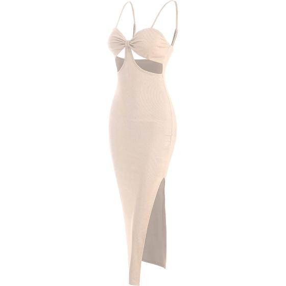 ZAFUL Casual Maxi Dress for Women Split Sexy Cocktail Dress Cut Out Bodycon Dress Spaghetti Strap Slinky Party Club Dress