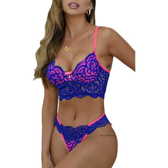 Kaei&Shi Neon Two Tone, Double Layer, High Leg Bottom, 2 Pieces Lingerie