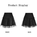 PUNK RAVE DAILY Women Gothic Skirts Women Goth Mini Plaid Skirt with Tulle Punk Dunk High Waist A-Line Party Skirt