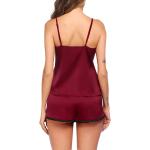 Ekouaer Womens Pajama Sets Silk Lingerie Satin Sleepwear Cami Shorts Set V Neck Pj Lace Nightwear